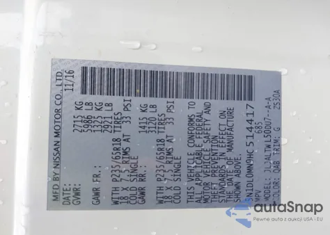 2017 Infiniti Qx60 z USA, uszkodzony, nr VIN 5N1DL0MN9HC514417